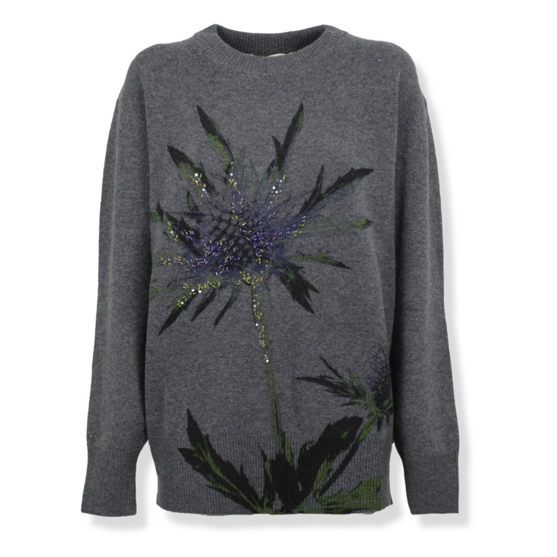 Blumarine Floral Sequin-Embellished Pullover Sweater