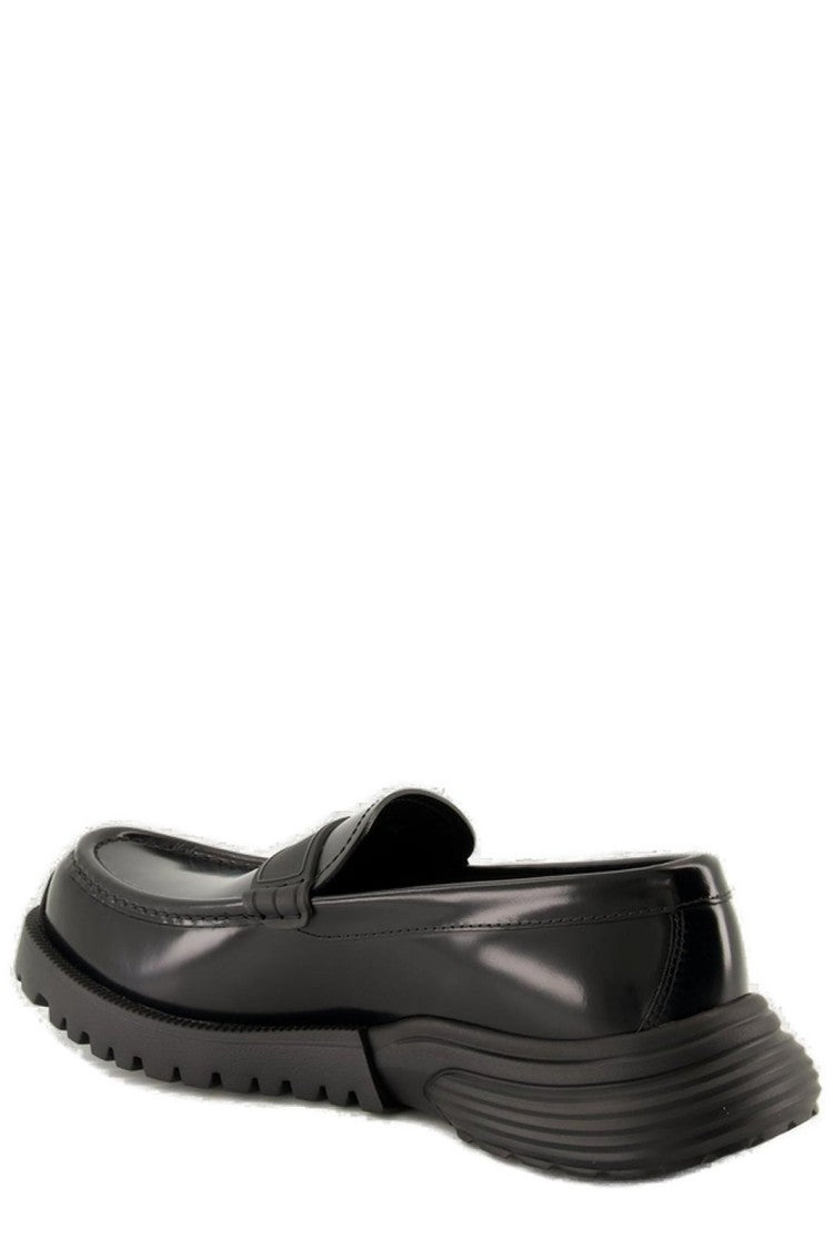 Christian Dior Polished Calf Leather Loafers With Textured Sole