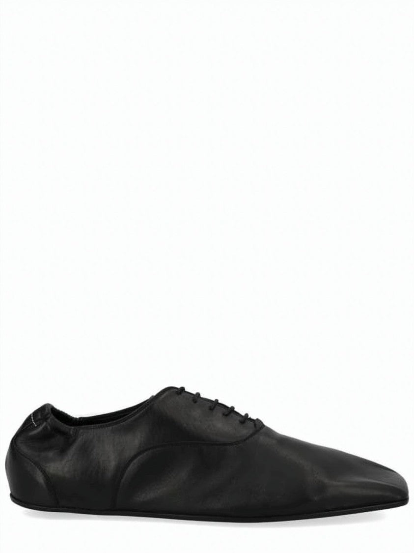 Mm6 By Maison Margiela Pointed Toe Black Leather Dress Shoes