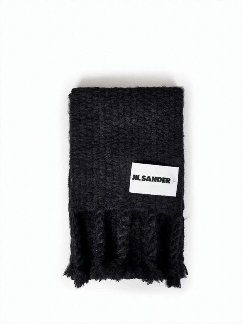 Jil Sander Textured Knit Scarf With Graphic Detail
