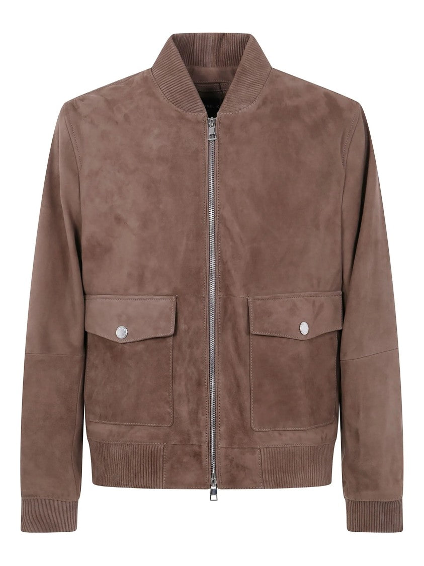 Michael Kors Brown Soft Goat Skin Bomber Jacket