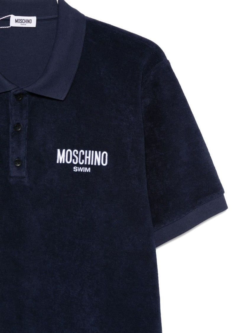 Moschino Blue Regular Fit Logo Piqué Polo