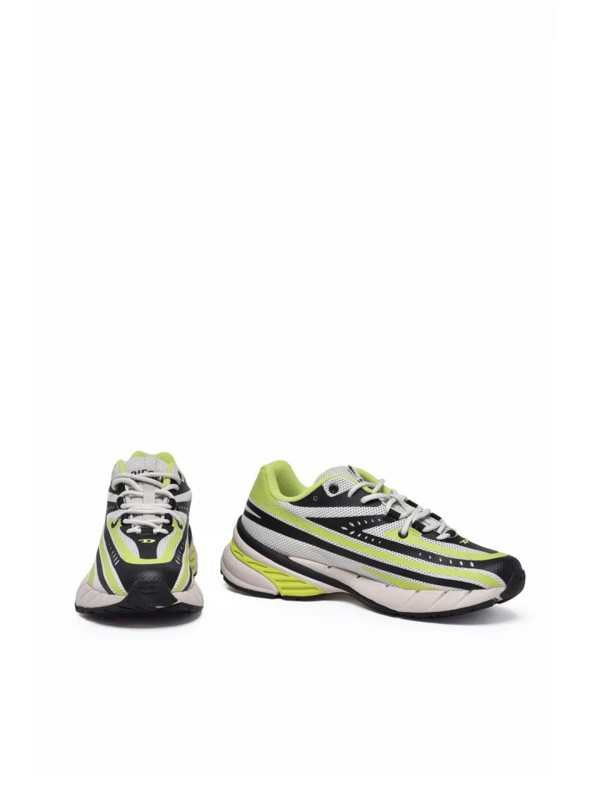 Diesel White-Green Polyester Airspeed Sneakers