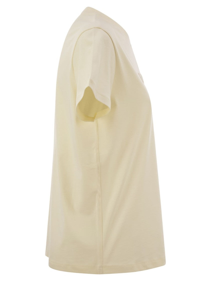 Moncler Cotton T-Shirt With Tone-On-Tone Embroidered Logo