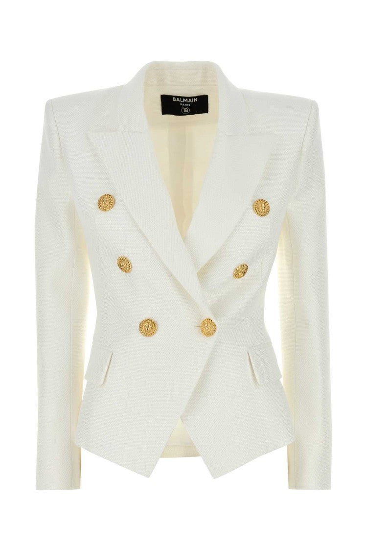 Balmain White Viscose Blend Blazer