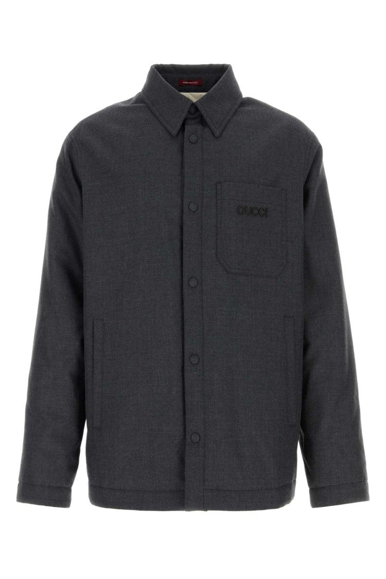 Gucci Dark Grey Polyester Blend Padded Shirt