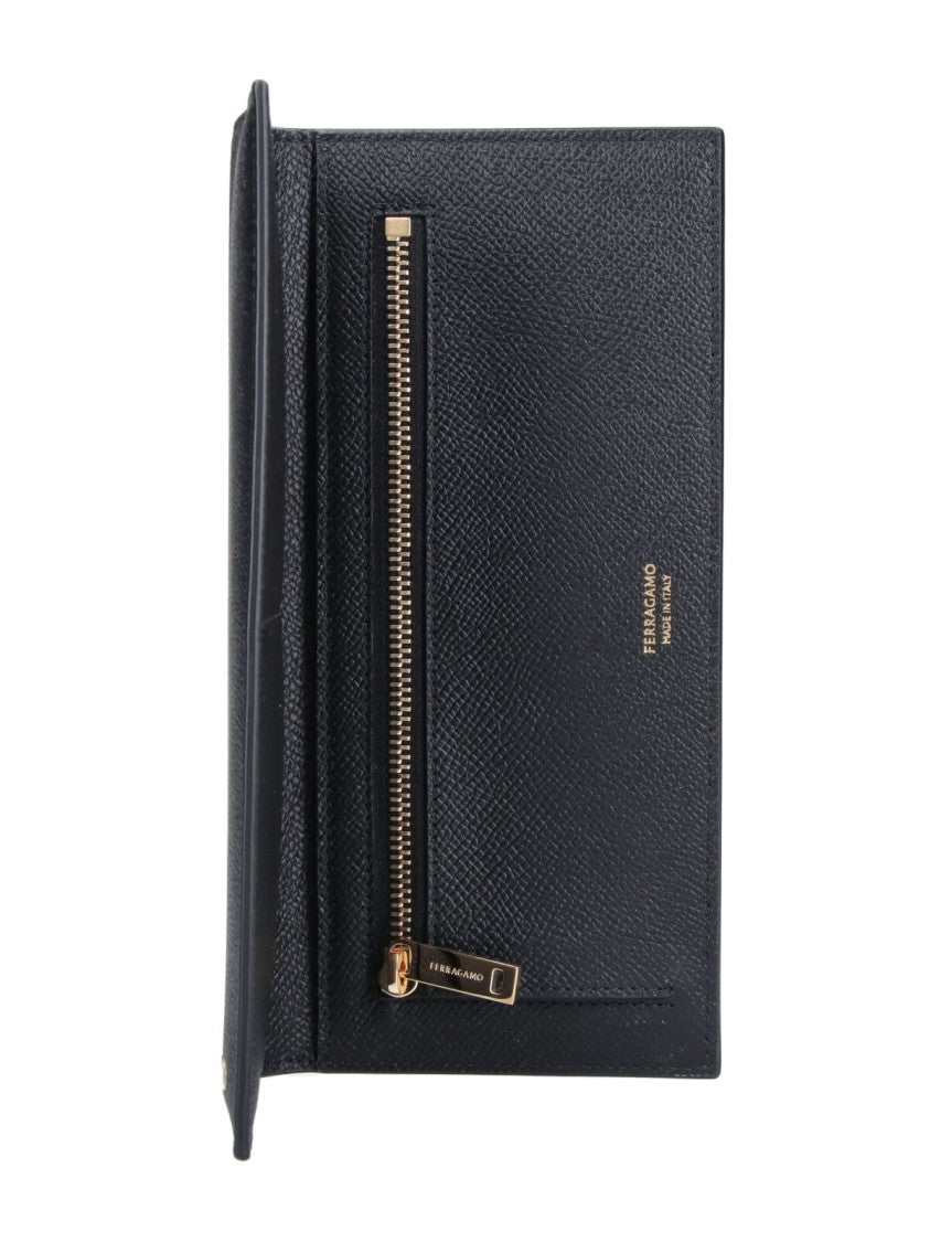 Ferragamo Black Compact Minimalist Smooth Leather Wallet