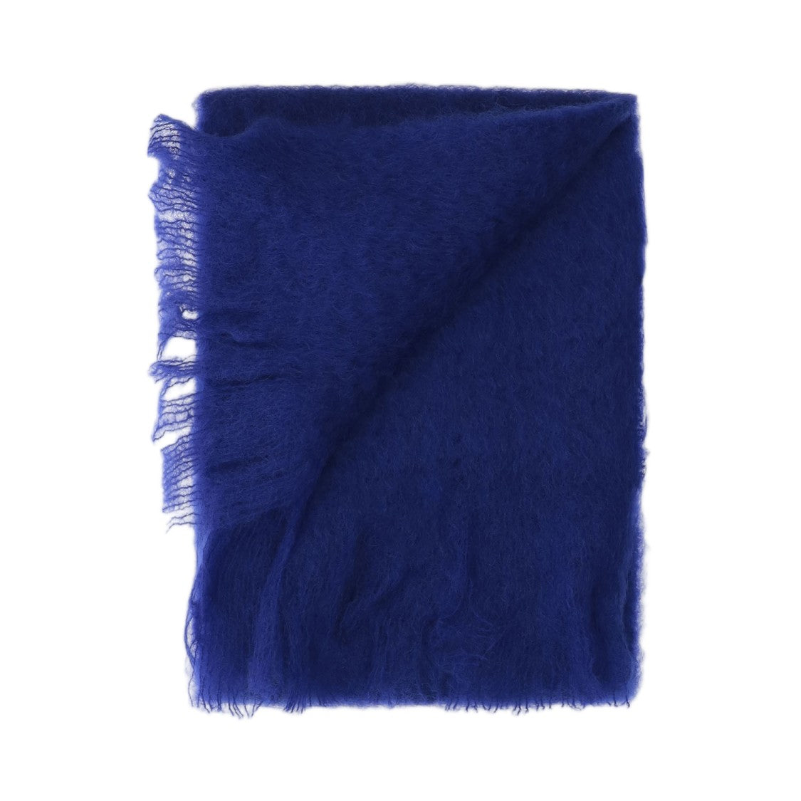 Jil Sander Blue Mohair Blend Fringed Scarf