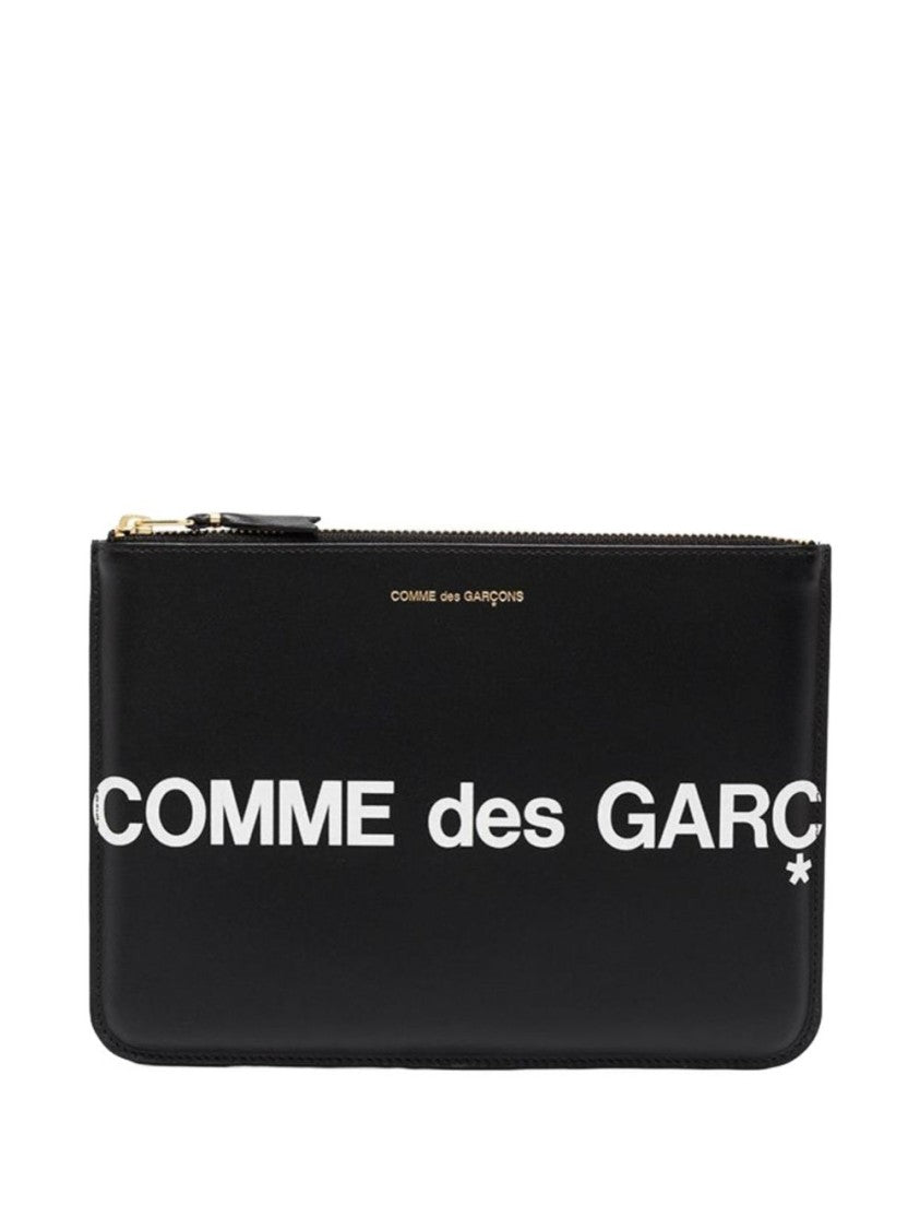 Comme Des Garçons Black Gold Logo Leather Wallet