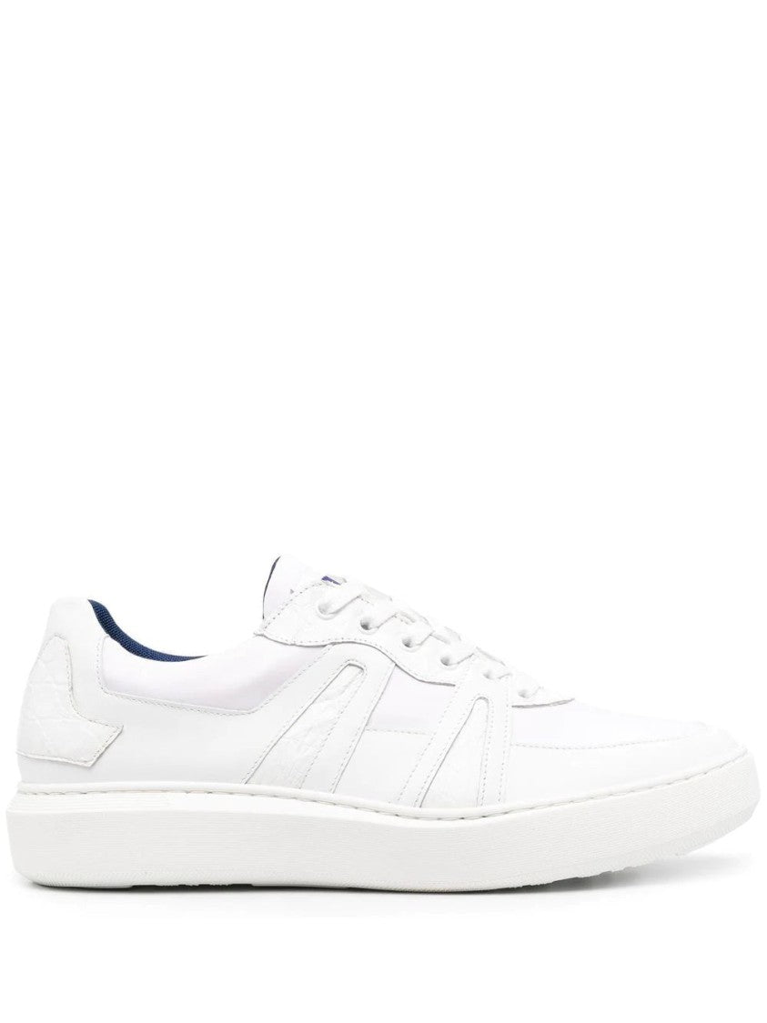 Zilli White Minimalist Leather Low-Top Sneakers