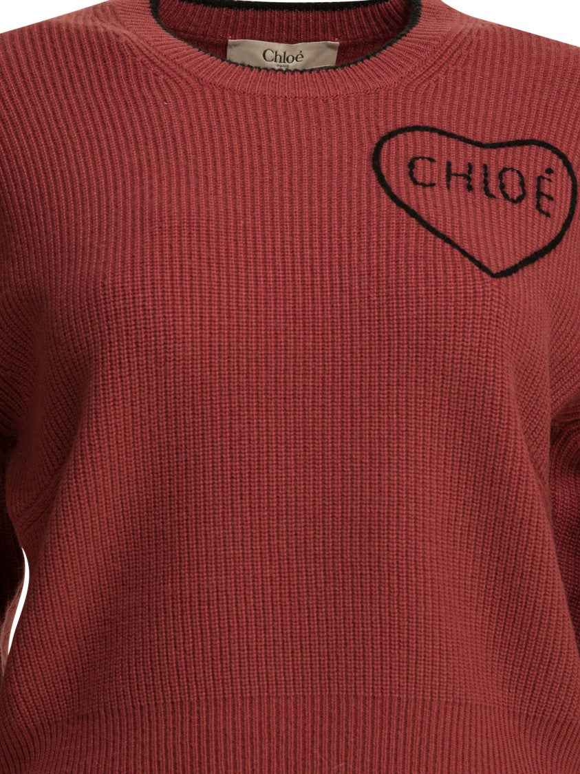 Chloé Ribbed Knitwear With Heart Detail