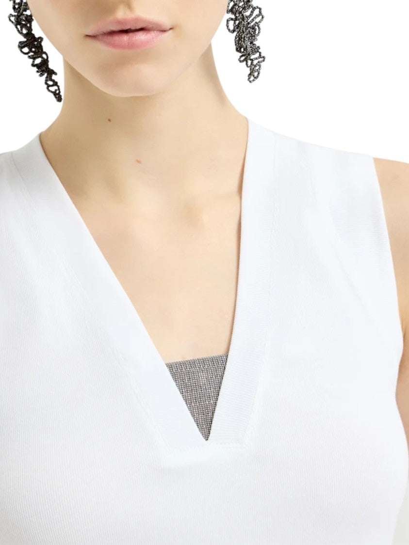 Brunello Cucinelli Sleeveless Tank Top With Mesh Insert