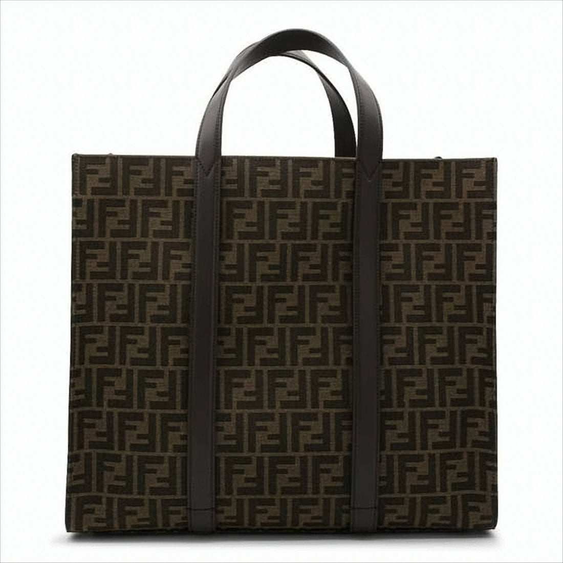Fendi Structured Dark Brown Monogram Tote Bag With Detachable Strap
