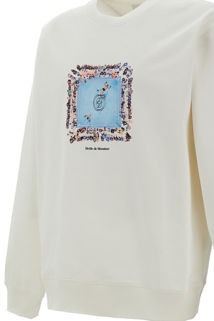 Drôle De Monsieur Cream Boxer Ring Cotton Sweatshirt