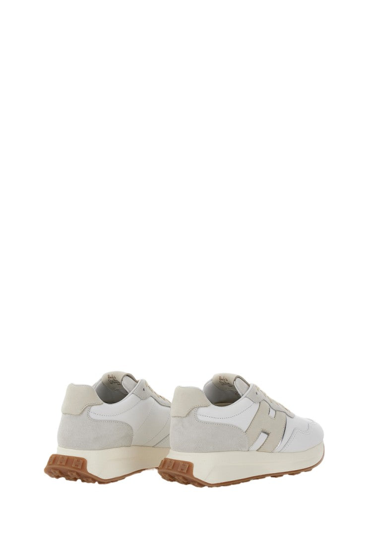 Hogan White Leather And Fabric Sneakers