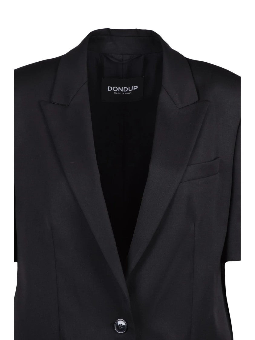 Dondup Black Virgin Wool Elastane Fitted Jacket
