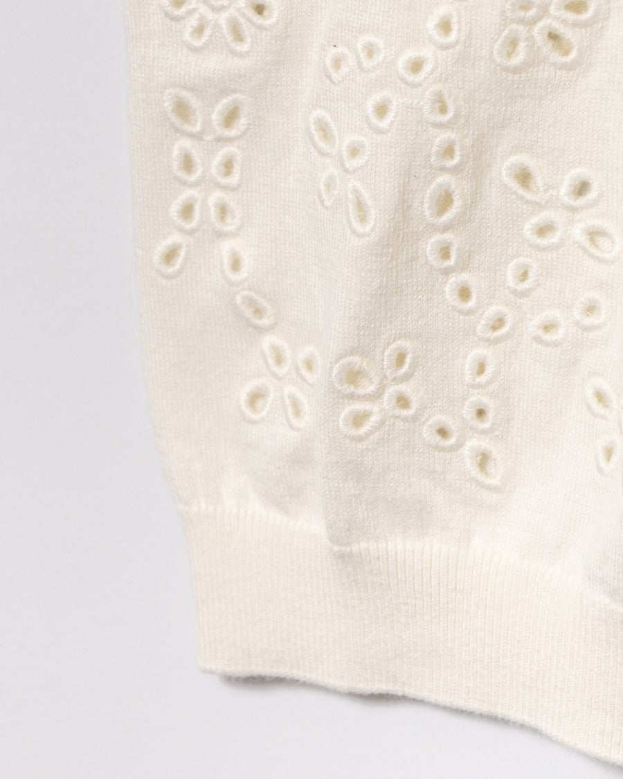 A.P.C. Embroidered Round Neck Top With Cashmere Blend