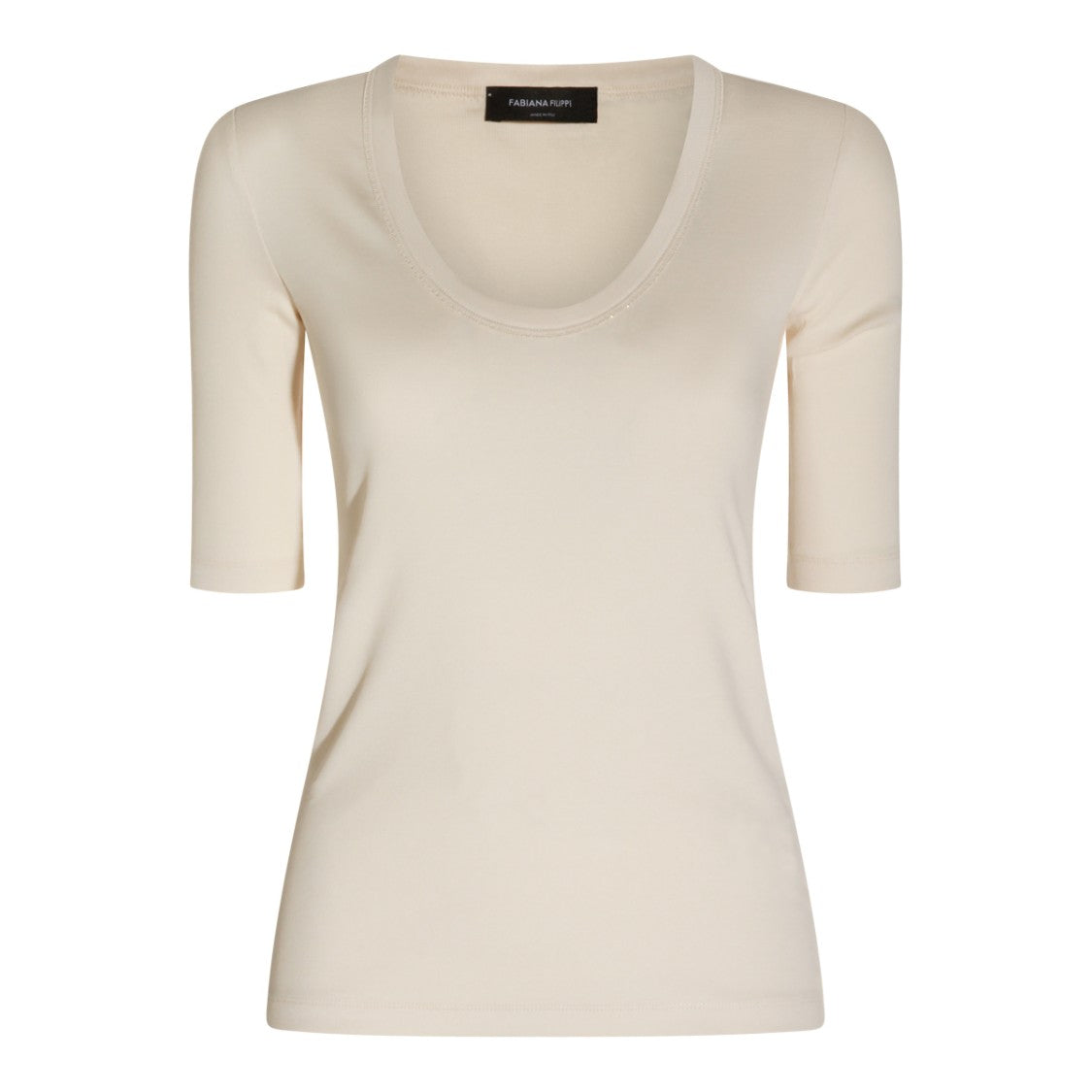 Fabiana Filippi Neutrals Cotton Scoop Neckline Top