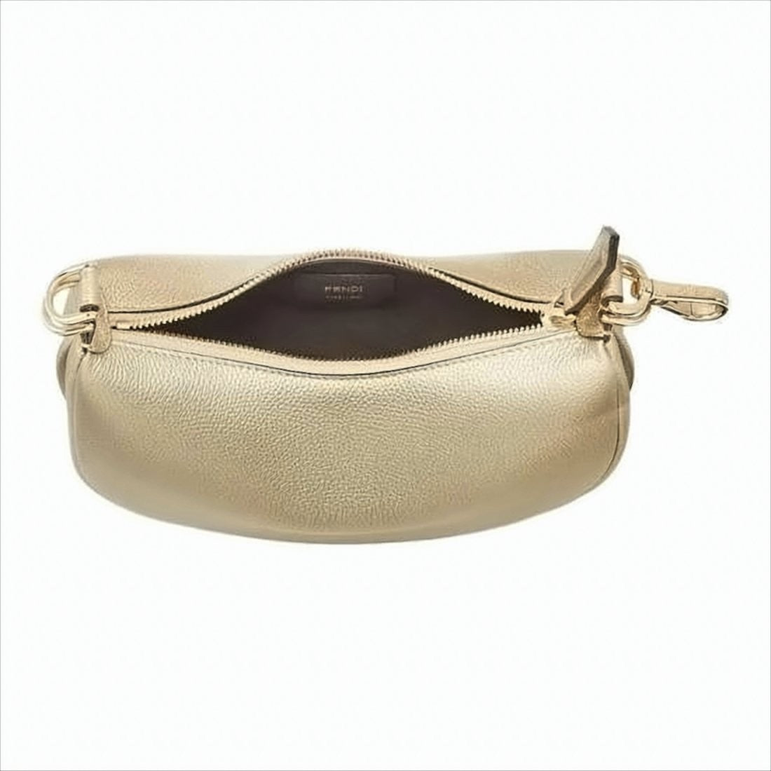 Fendi Crescent Shaped Textured Calf Leather Tote Bag With Gold-Tone Hardware