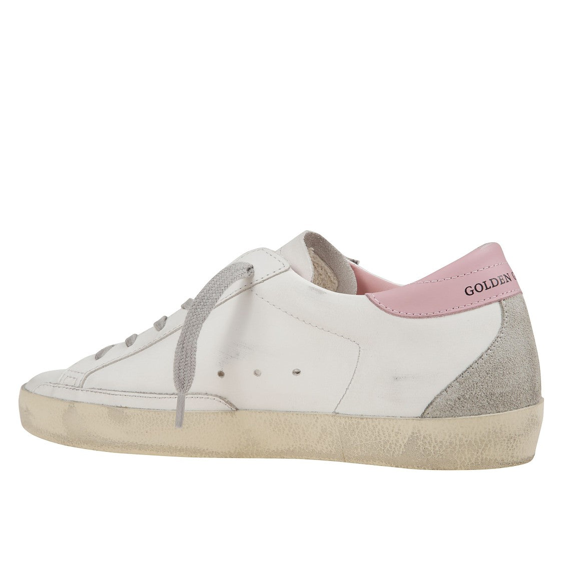 Golden Goose White Leather Sneakers With Pink Heel