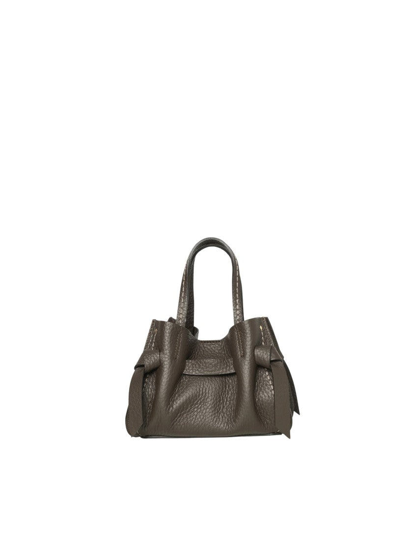 Visona` Queen Pebbled Brown Structured Shoulder Bag