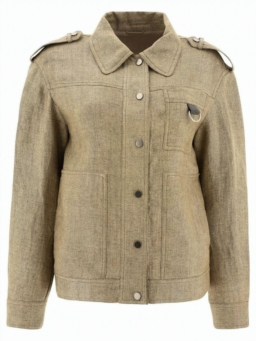 Brunello Cucinelli Structured Boxy Linen Jacket With Classic Collar