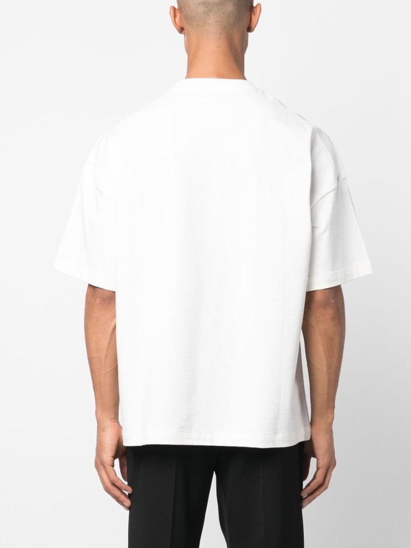 Jil Sander White Cotton T-Shirt With Logo Print