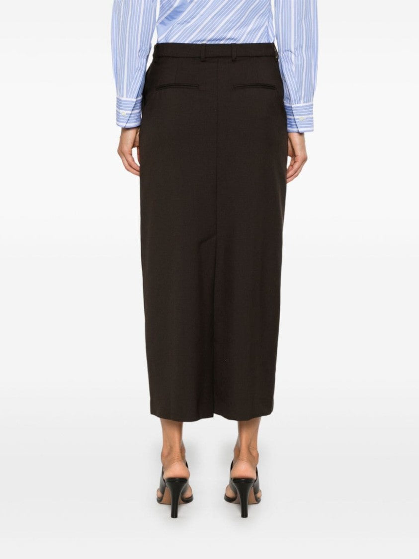 Officine Generale Coffee Brown Wool Skirt