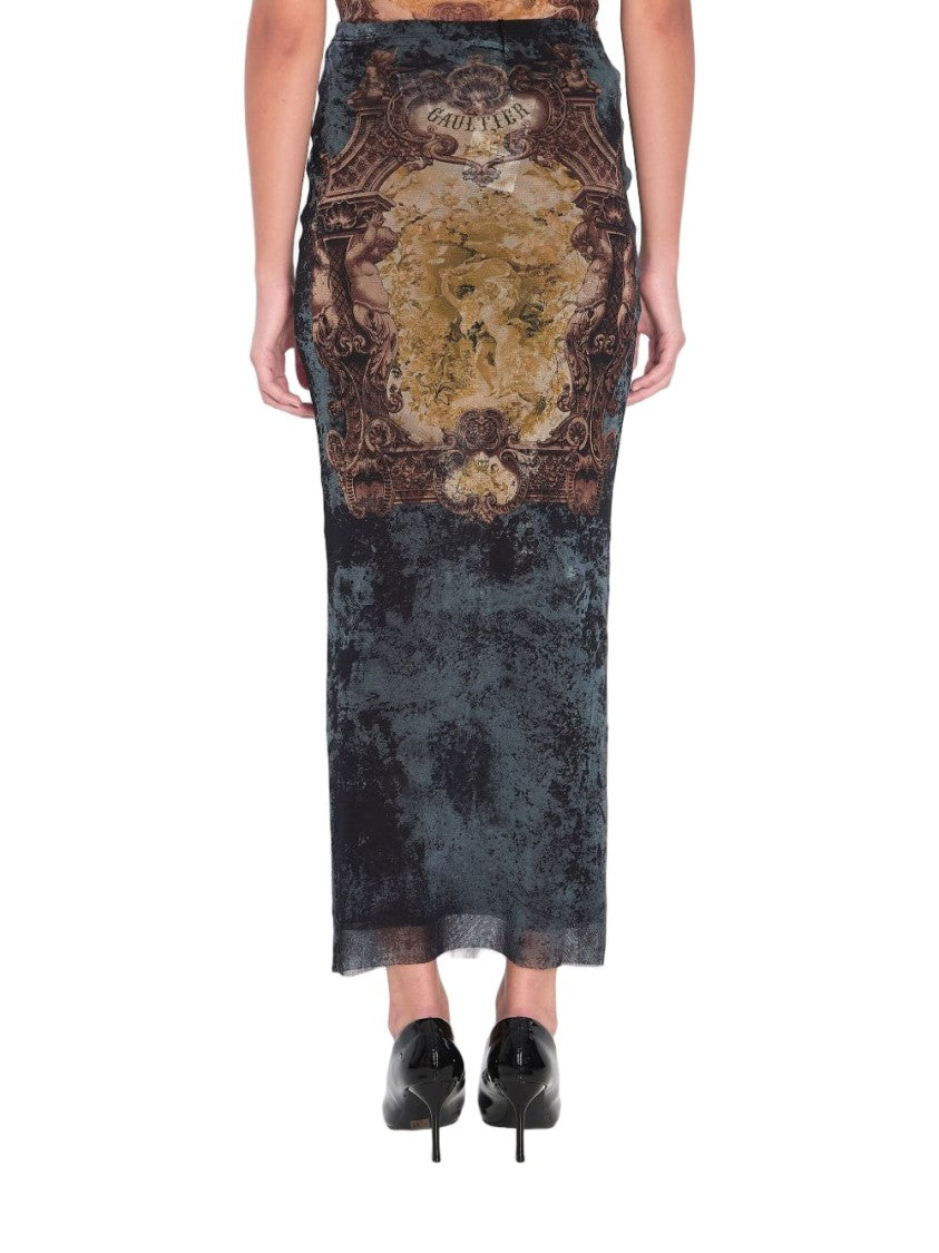 Jean Paul Gaultier Long Skirt With Black Médaillon Print