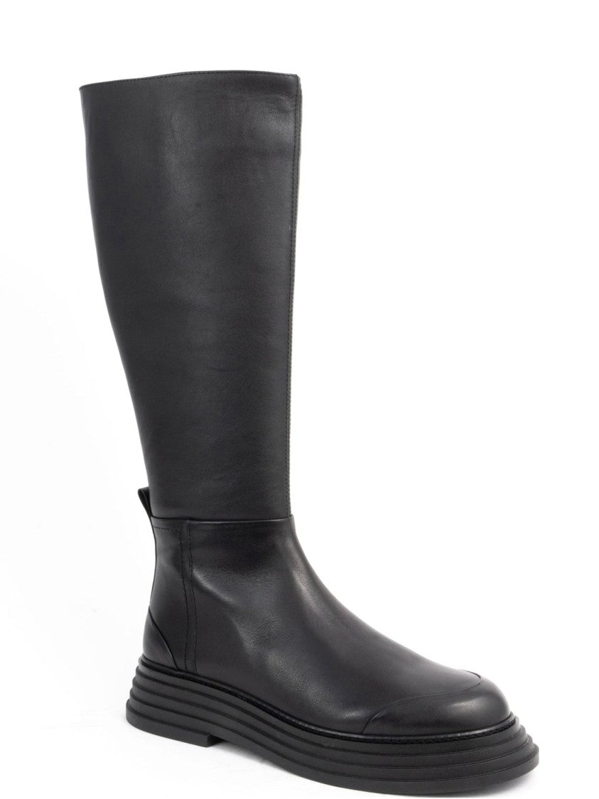 Sergio Moretti Long Black Leather Boots