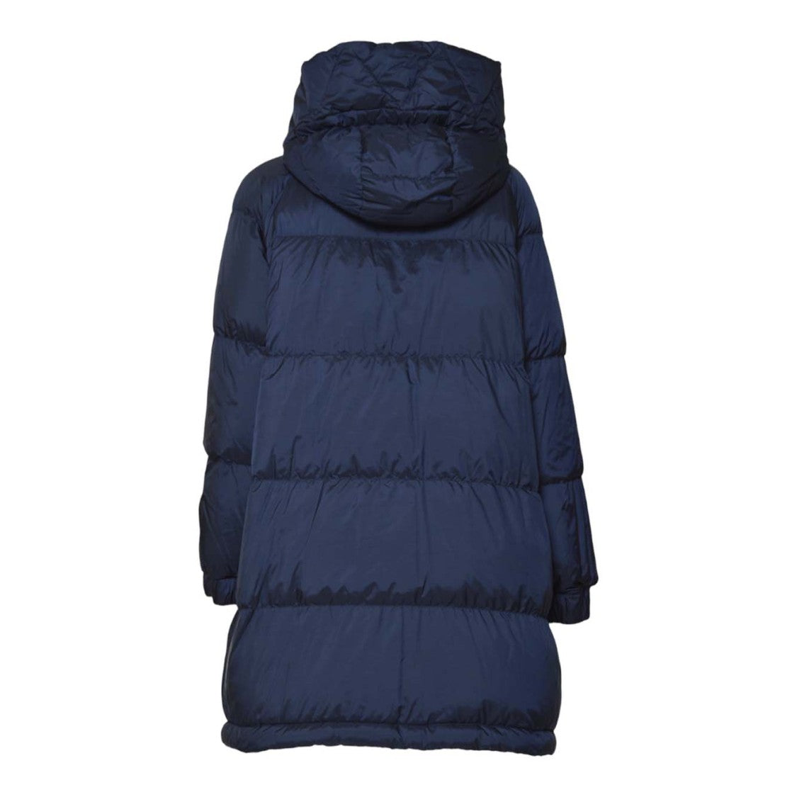 Max Mara Padded Blue Long Coat With Quilted Design