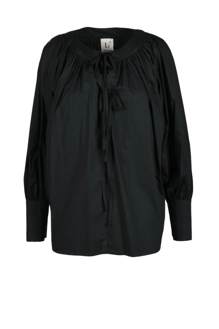 L Autre Chose Black Cotton Blouse