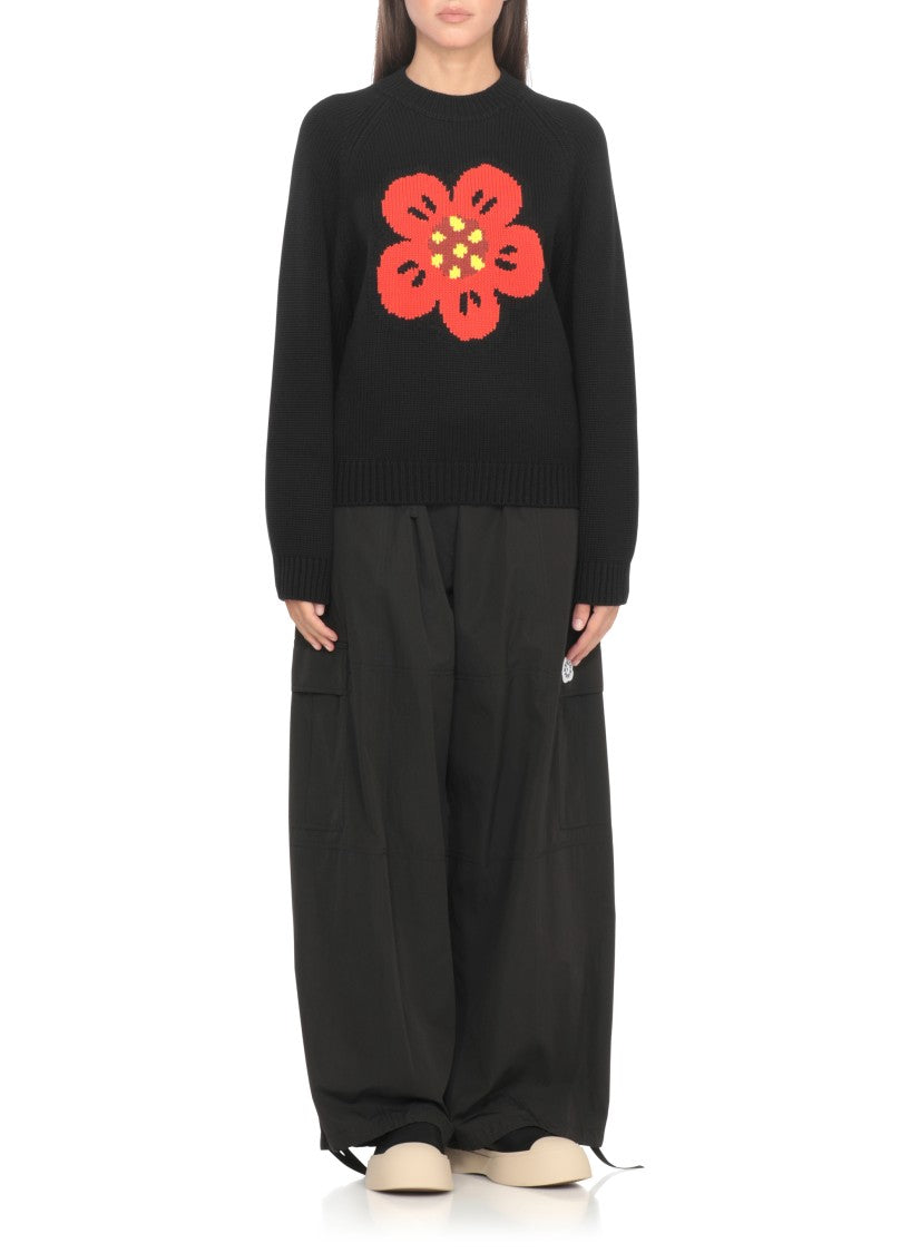 Kenzo Boke Flower Logo Sweater With Elastic Ribbed Trims