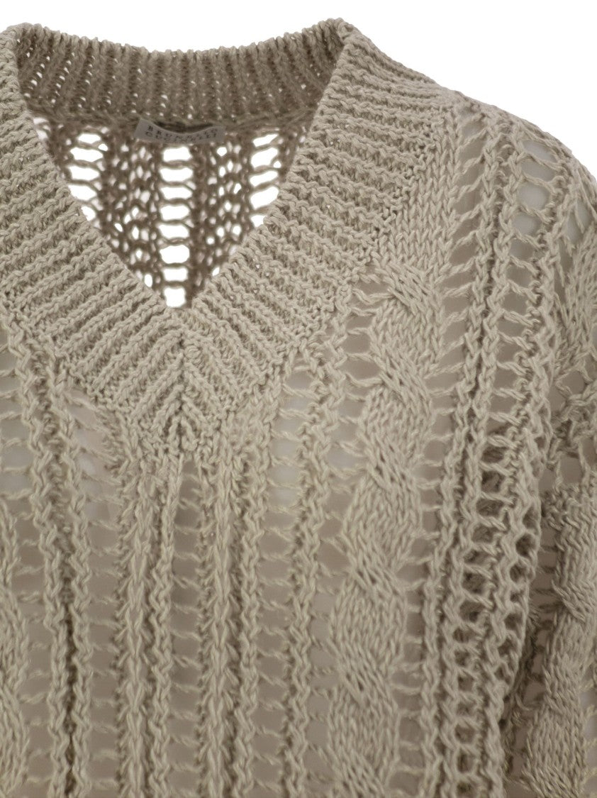 Brunello Cucinelli Cable & Mesh Jute And Cotton Jersey