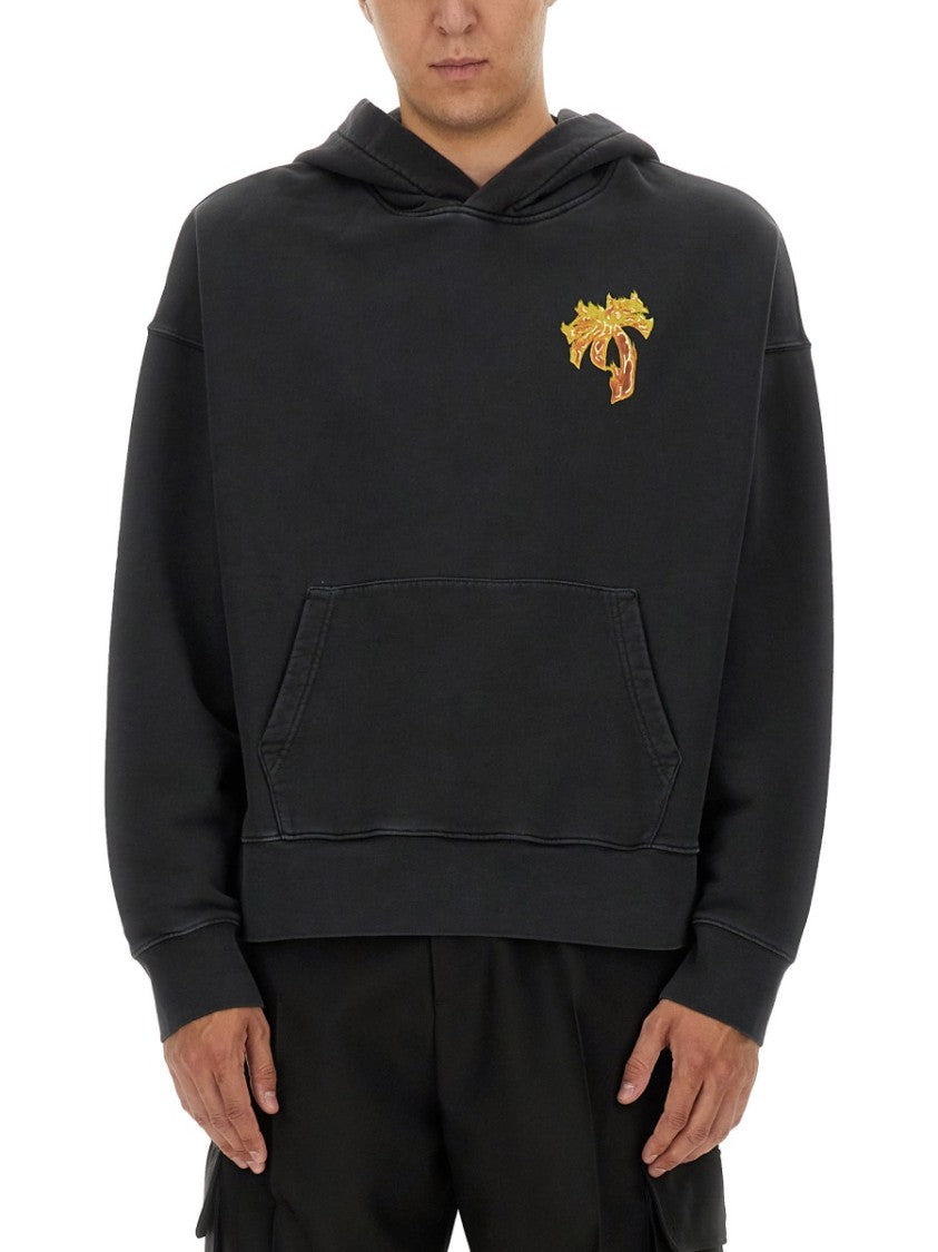 Palm Angels Relaxed Fit Black Hoodie With Vibrant Graphic Design