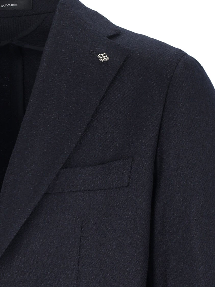 Tagliatore Single-Breasted Wool Blazer – Navy