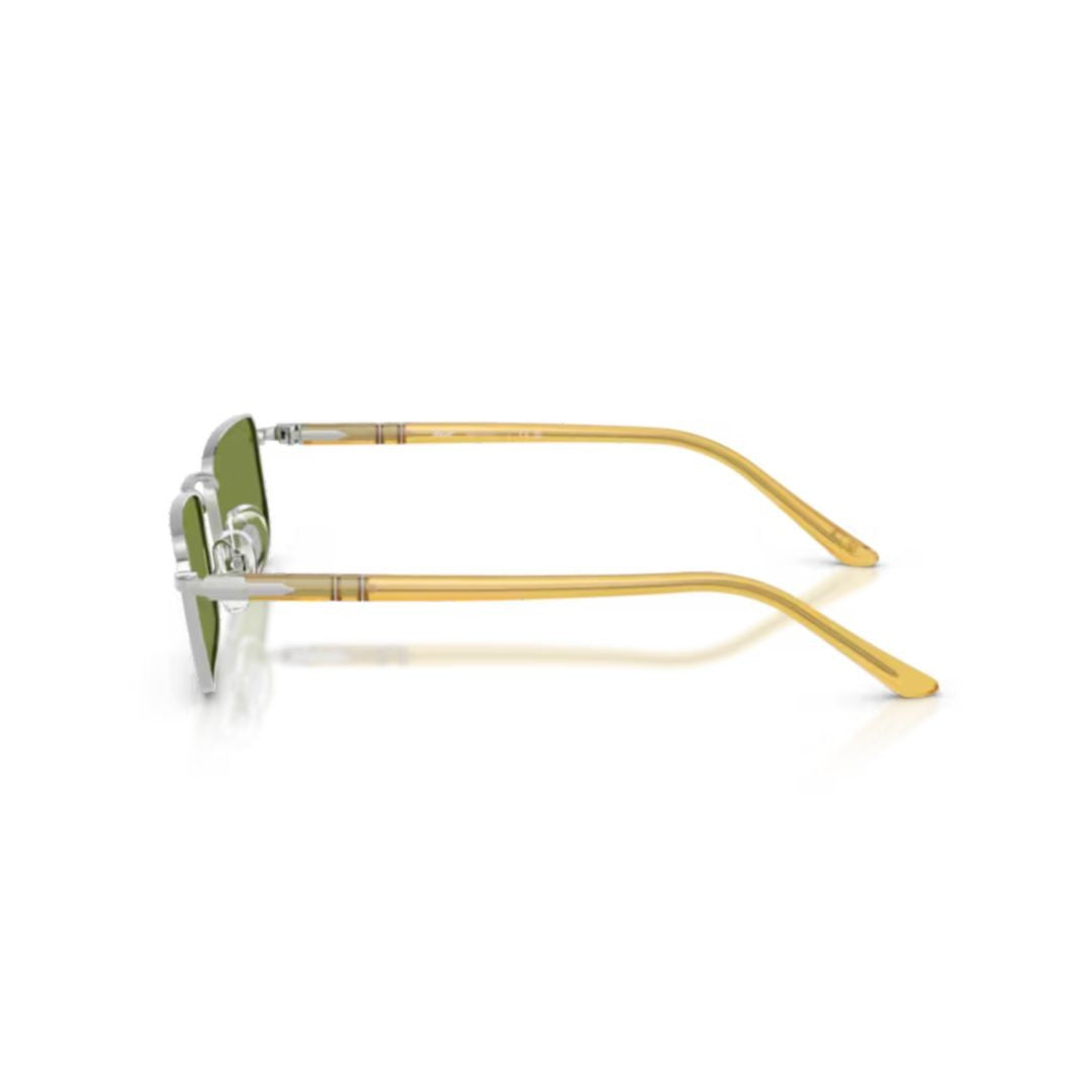 Persol 0Po1025s Rectangular Metal Frame Sunglasses With Translucent Amber Temples