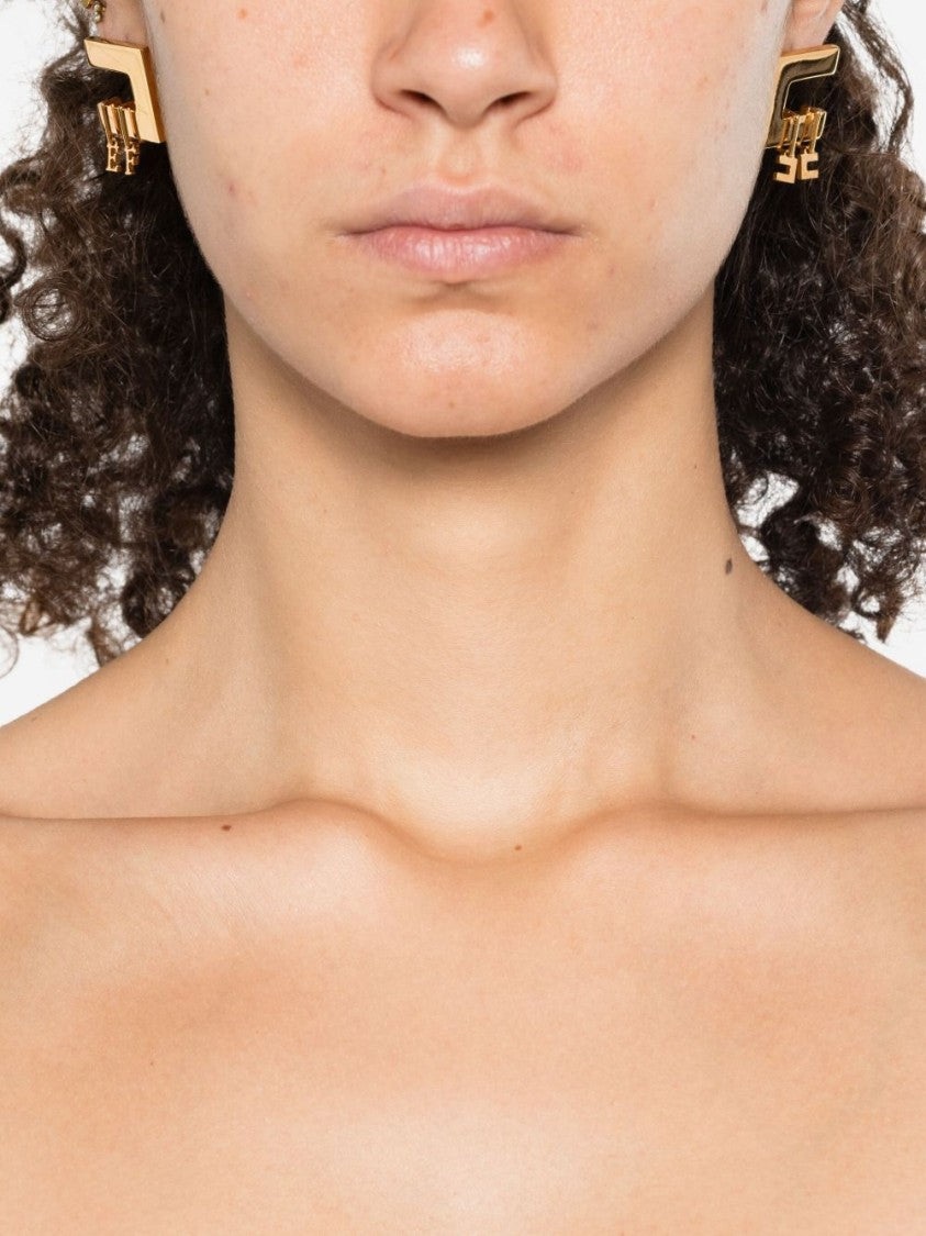 Elisabetta Franchi Polished Goldtone Brass Geometric Earrings With Charms