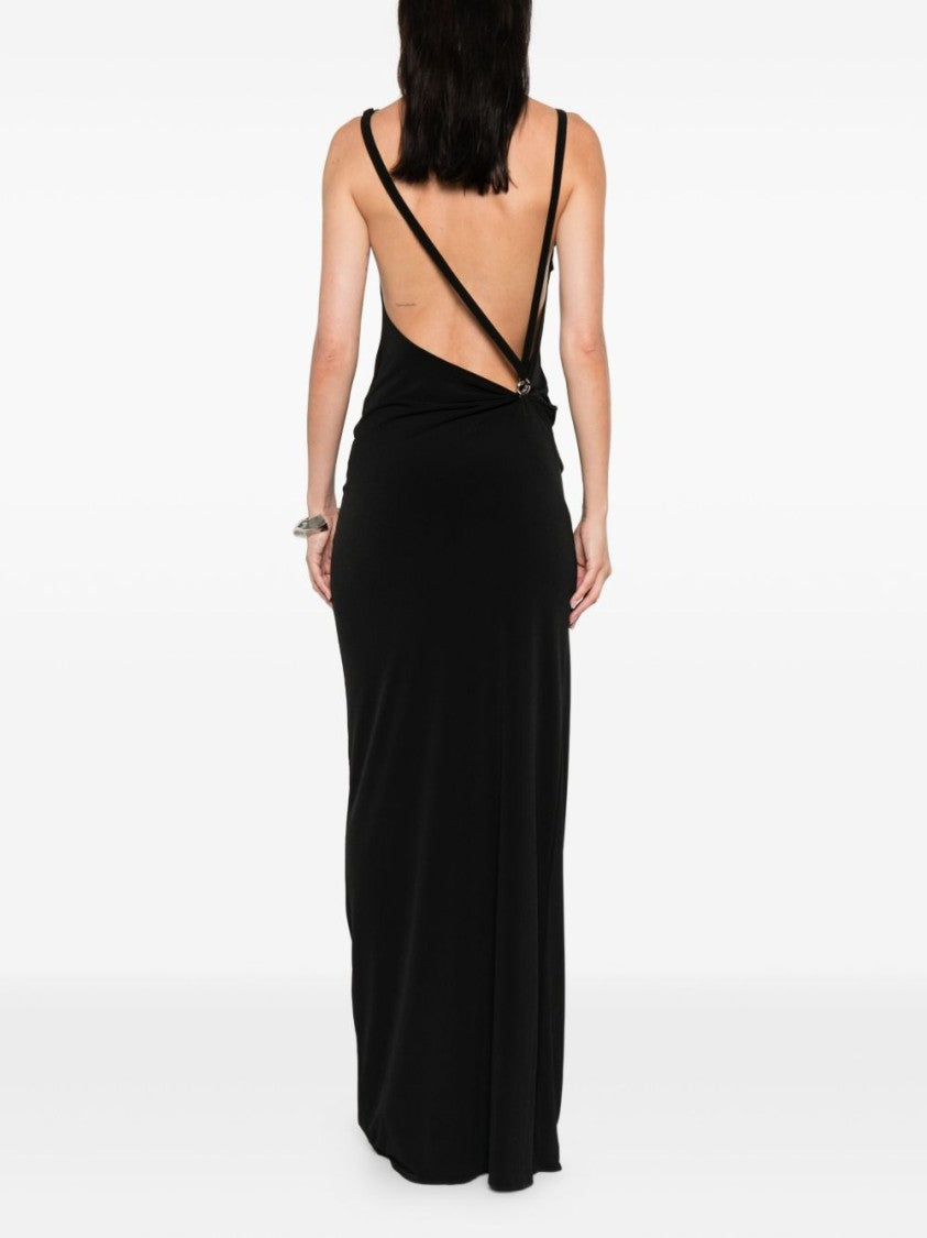 Coperni Black Cowl Neck Ring Detail Dress