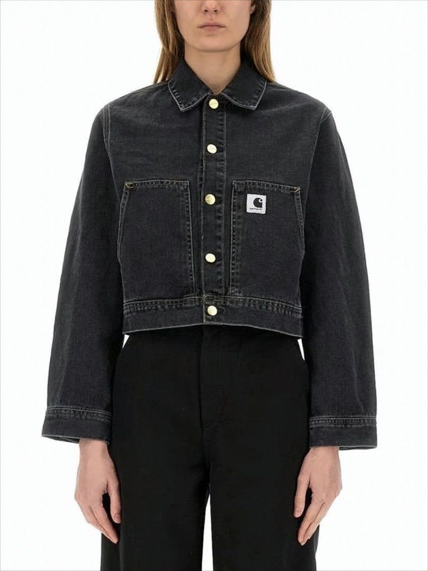 Carhartt Wip Cropped Boxy Denim Jacket With Classic Collar
