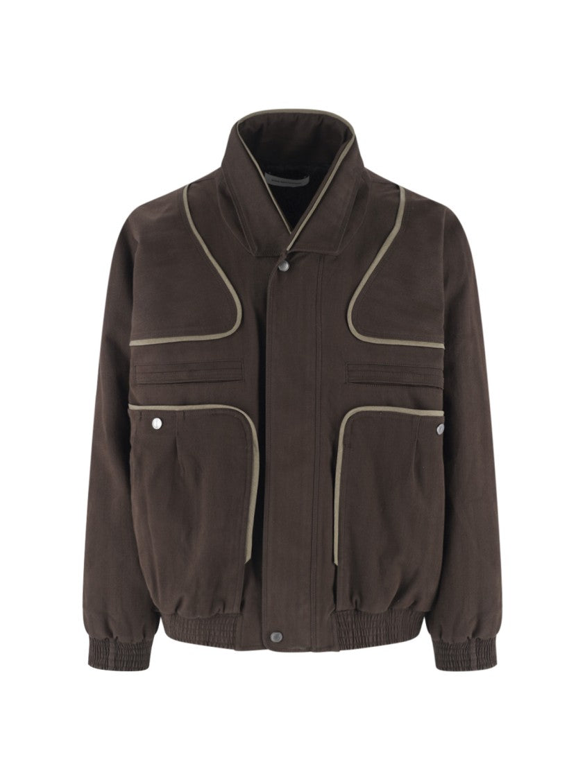 Kiko Kostadinov Brown Boxy Piped High-Collar Jacket