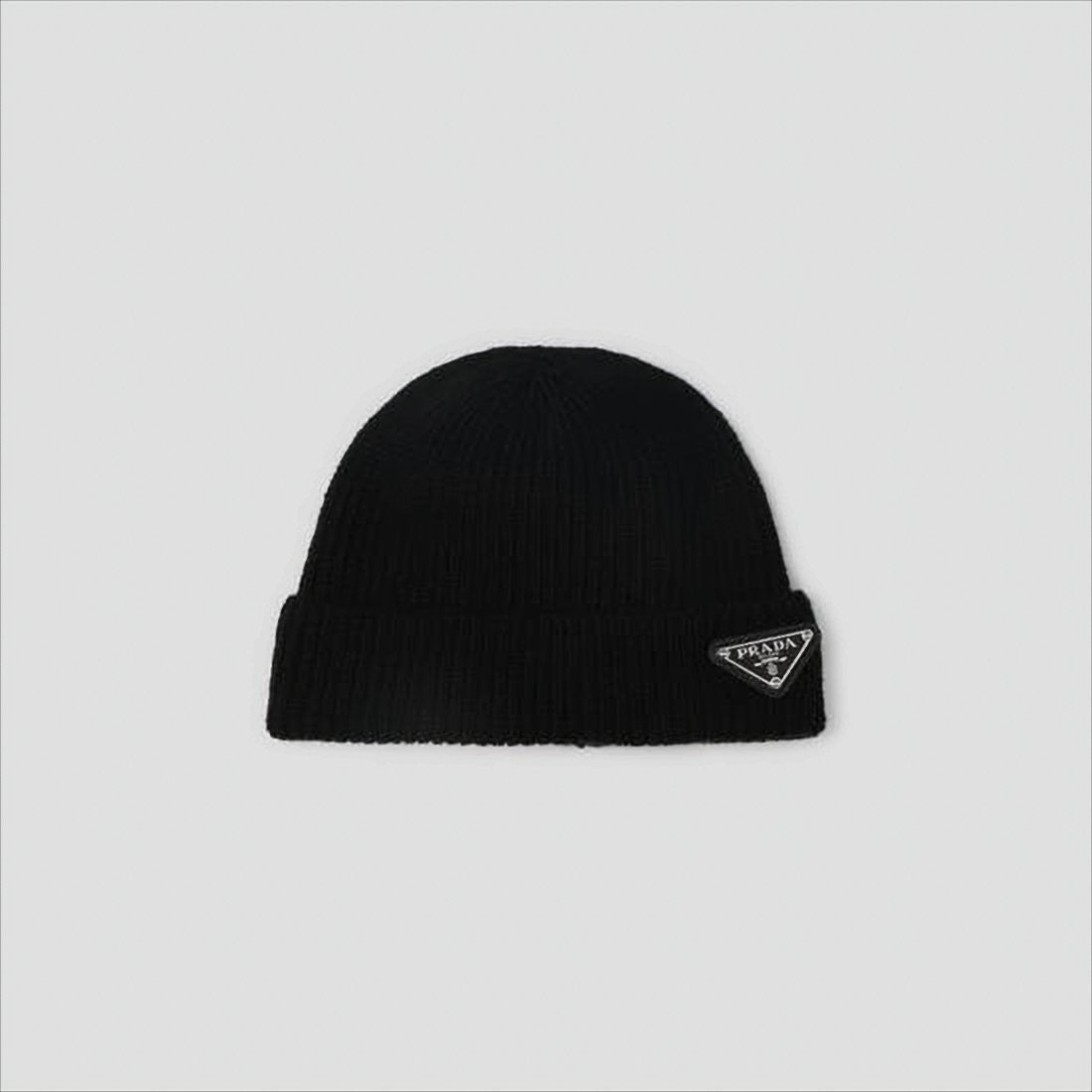 Prada Ribbed Knit Beanie With Folded Cuff