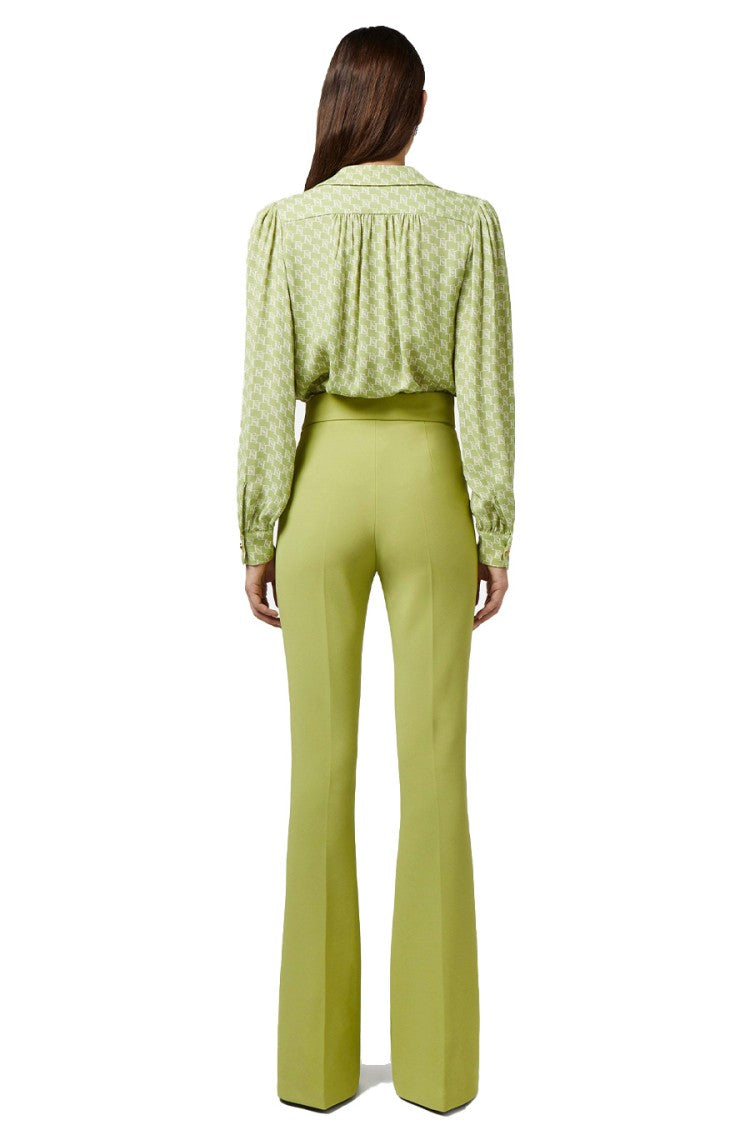 Elisabetta Franchi Light Green Blouse Geometric Pattern Chain