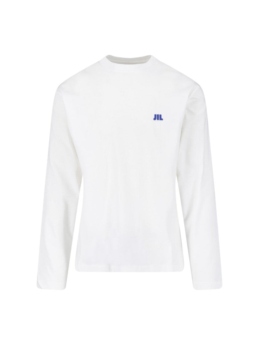 Jil Sander White Crewneck Long-Sleeve Cotton T-Shirt