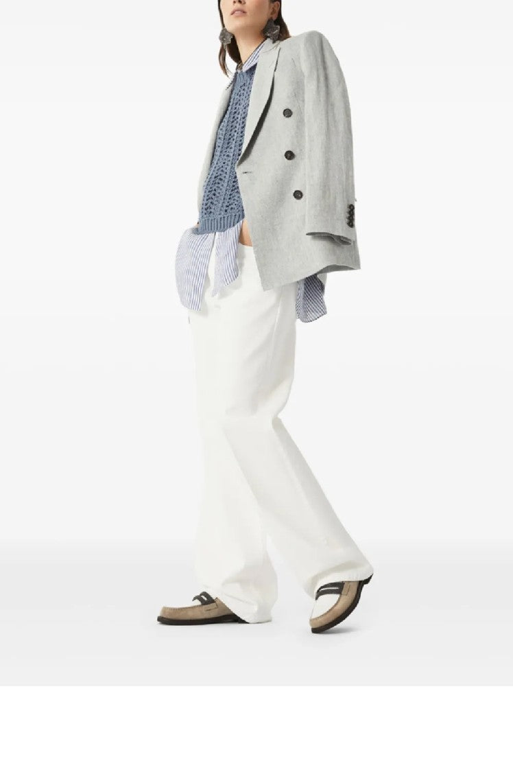 Brunello Cucinelli Suede And Leather Loafers With Contrasting Band