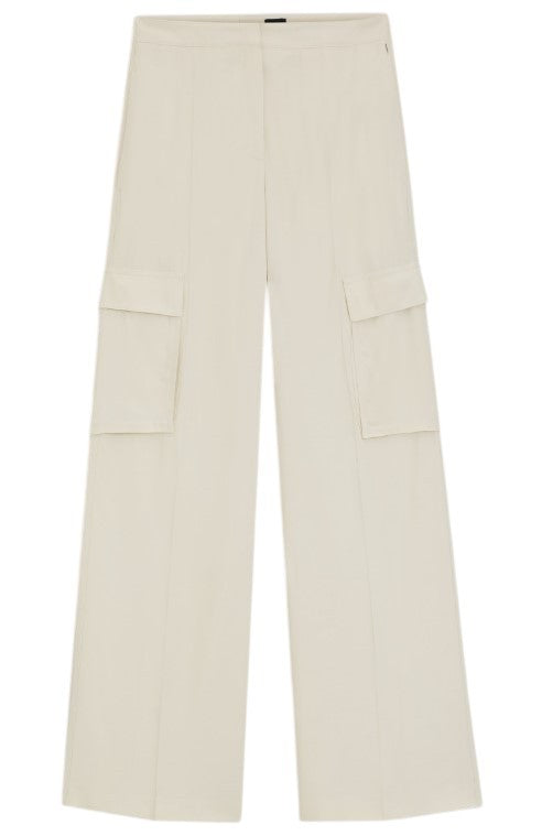 Boss Pleat-Front Straight Leg Trousers With Cargo Pockets