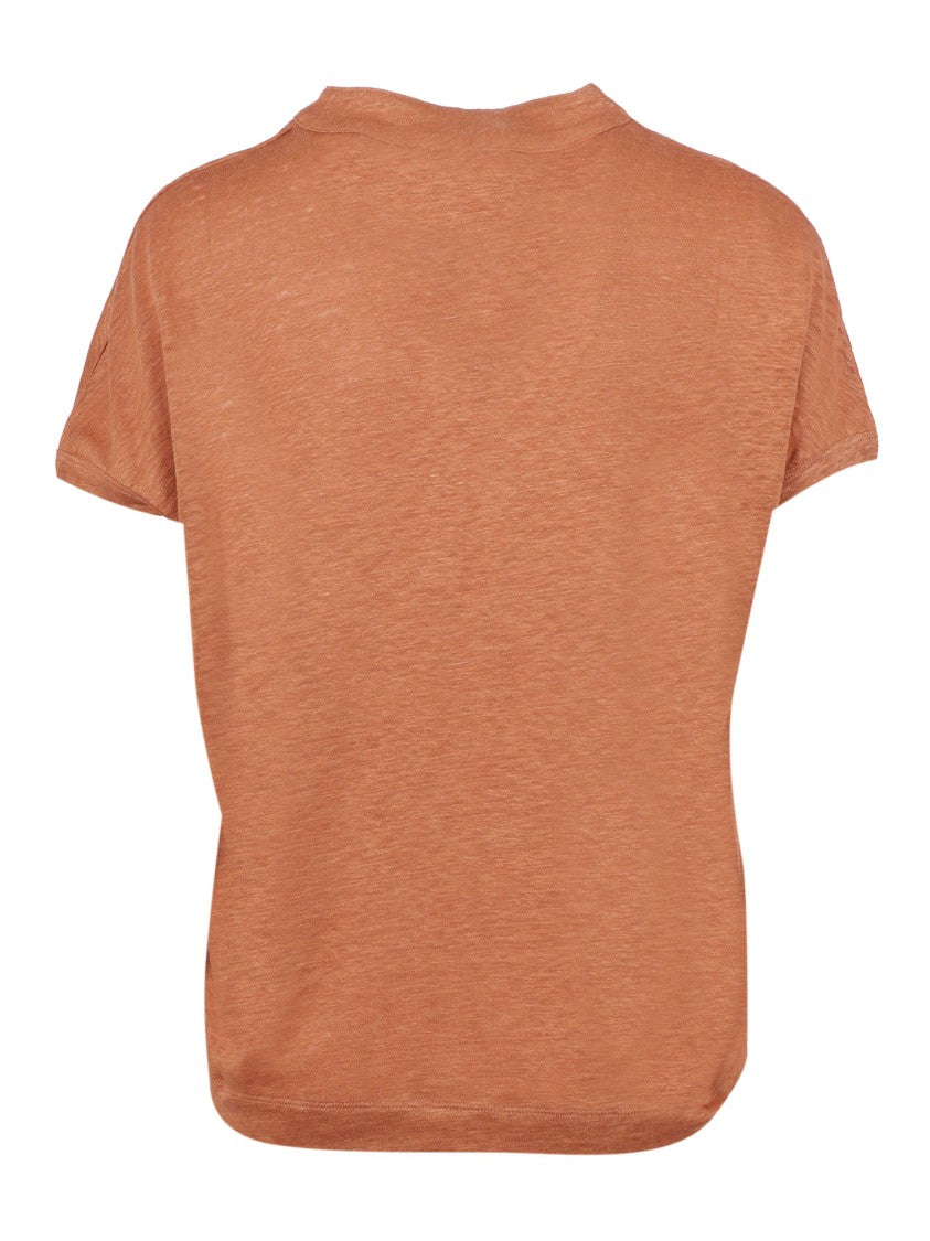 Kangra Cashmere Lightweight Linen Button Serafino Top
