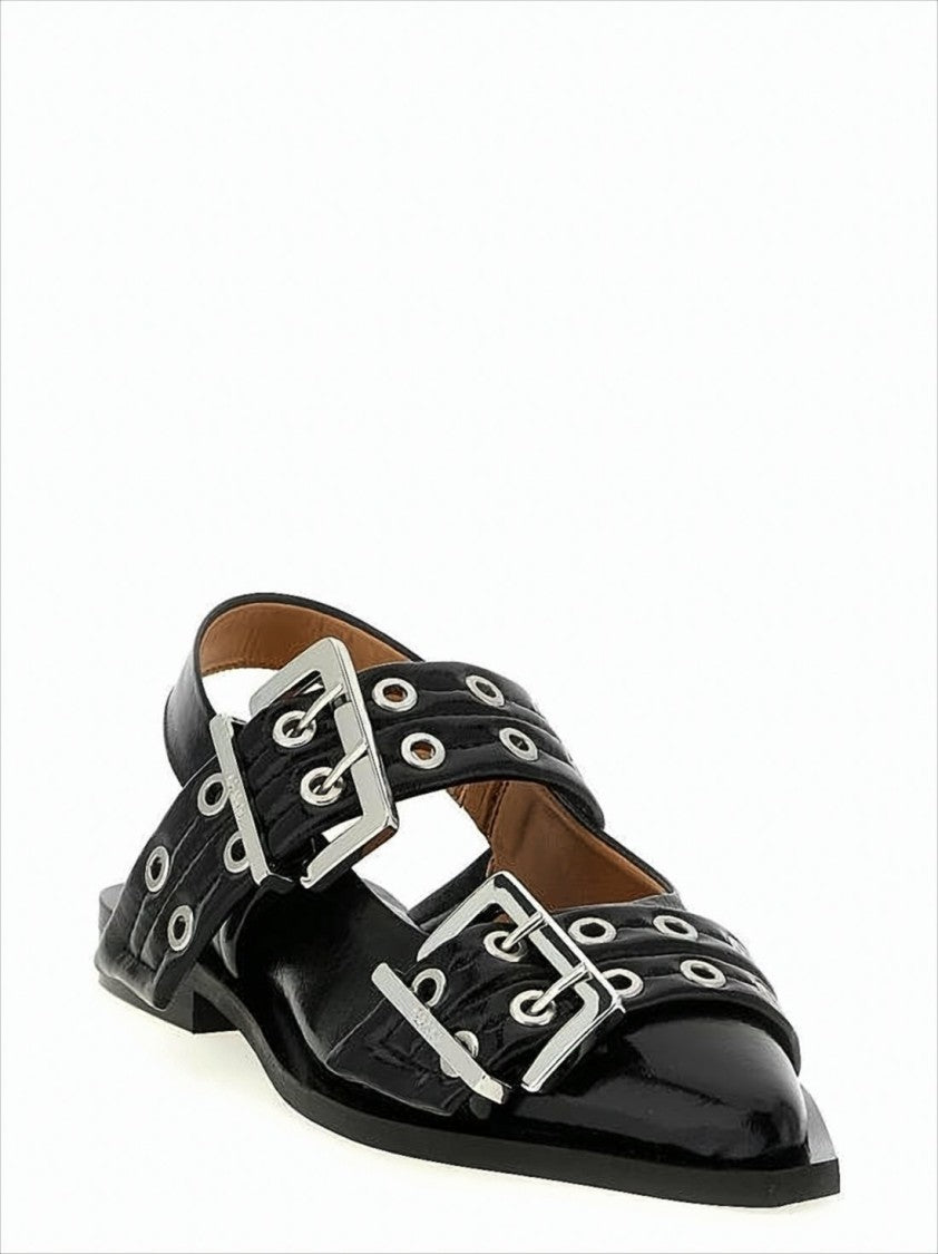 Ganni Pointed Toe Flat Shoes With Finish