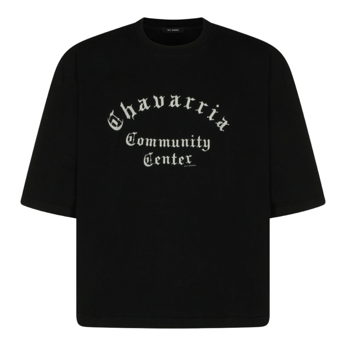 Willy Chavarria Oversized Black T-Shirt With Bold Gothic Print