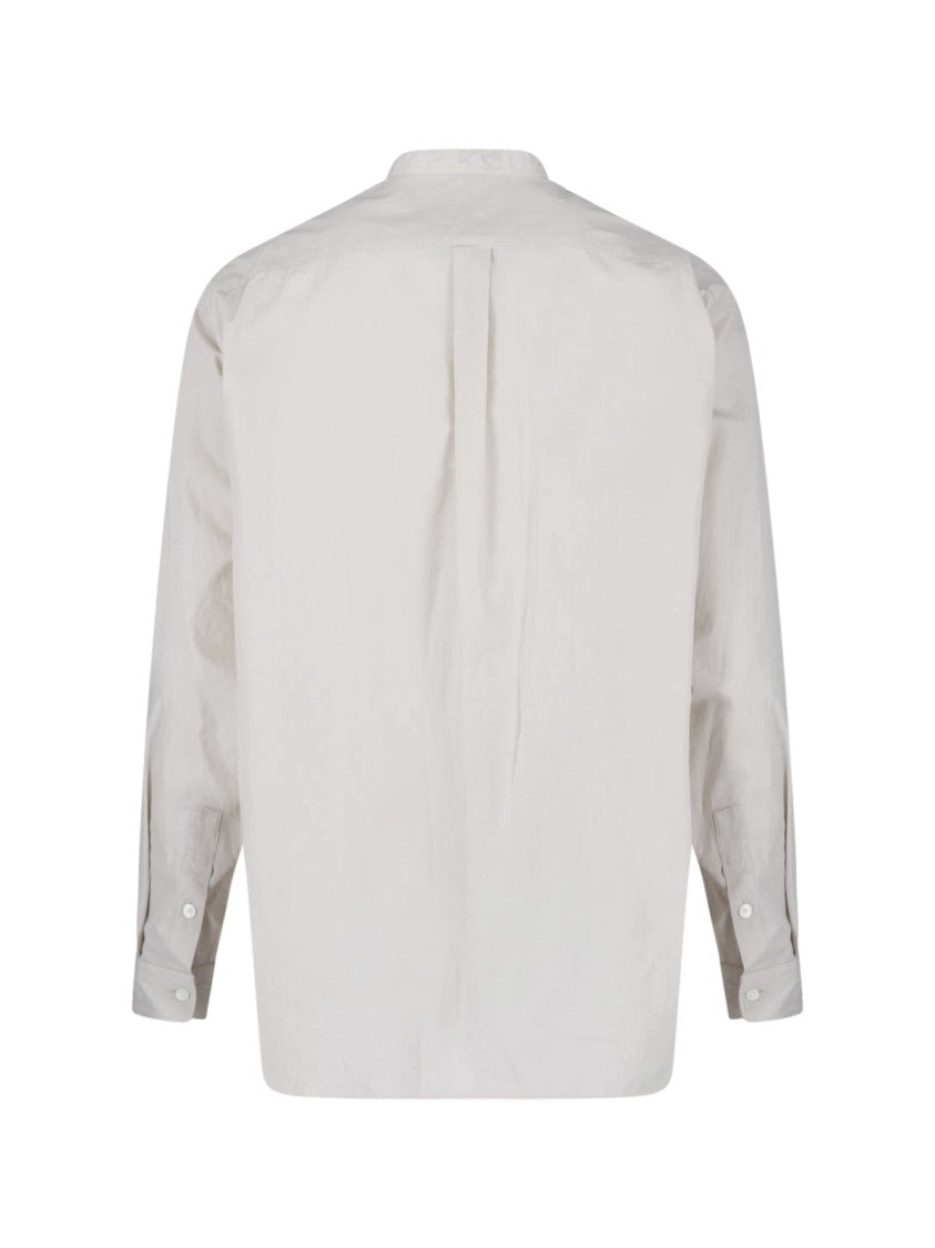 Kaptain Sunshine Cream Cotton Band Collar Casual Shirt